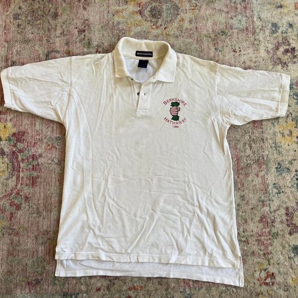 RARE Vintage 90s Berkshire Hathaway 1998 shareholders meeting polo shirt Size L